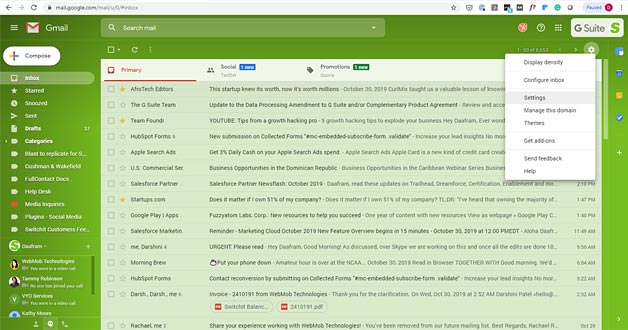 gmail account window